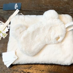 Gilly Hicks NWT Cream Faux Fur Eye Mask W/Pouch